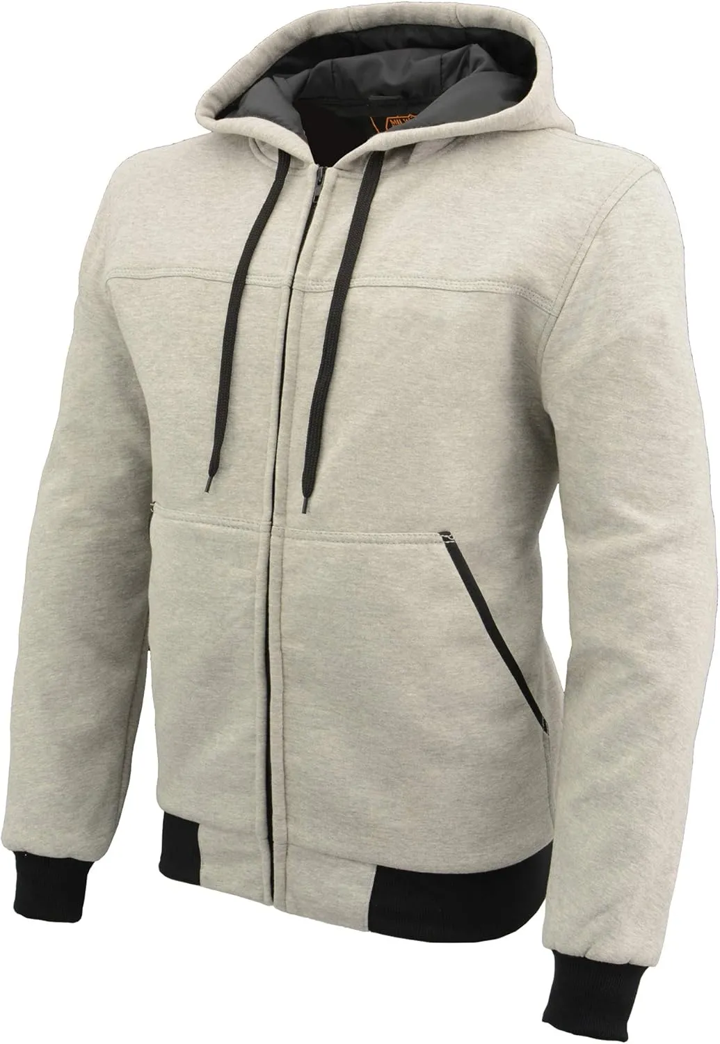 Milwaukee Leather MPM1788 Men's Black CE Approved Armored Riding Hoodie Sweater with Aramid by DuPont Fibers
