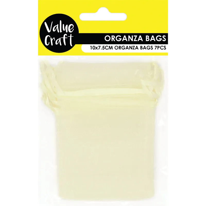 MINI ORGANZA BAG CREAM 10CMX7.5CM 7PC