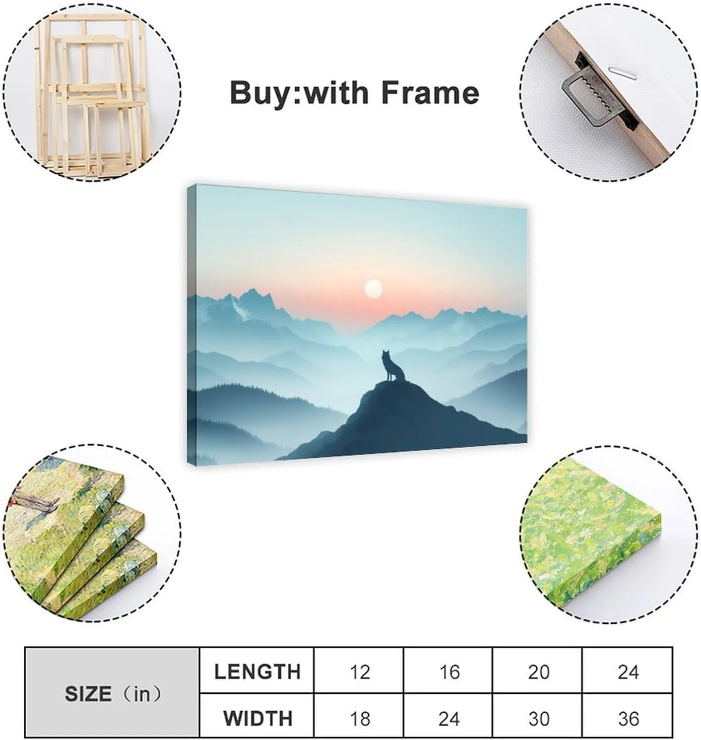 Minimalist Nature Wall Art – Lone Wolf Mountain Scene for Office, Studio, Or Adventure-Inspired Decor Poster Print Decorative Painting Canvas Wall Art Living Room Posters Bedroom Painting 20x30inch(50