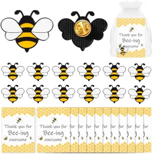 Misdary Employee Appreciation Team Gift for Coworker Bee Lapel Pin Bee Badge Organza Bag Cards Thank You Gifts