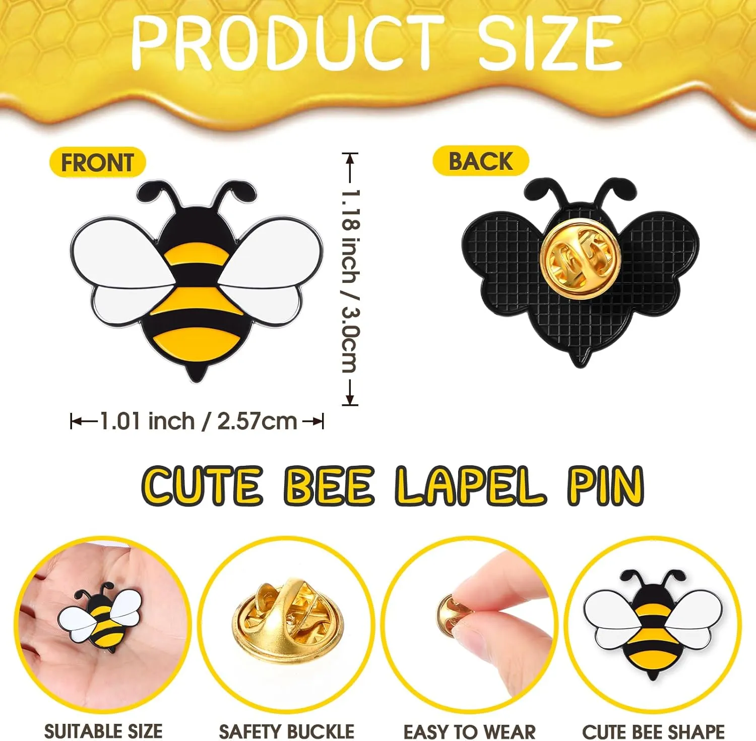 Misdary Employee Appreciation Team Gift for Coworker Bee Lapel Pin Bee Badge Organza Bag Cards Thank You Gifts