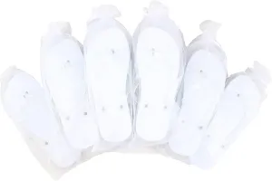 Modo's White Heart Glitter Strap Flip Flop 10 Pack Bundle All in Organza Bags ideal for Weddings