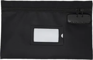 Money Bag for Cash with Lock | 12x8 Inch | Black Leatherette Locking Bank Bag