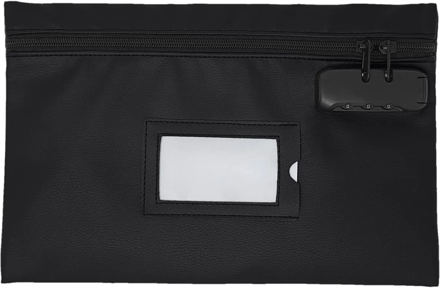 Money Bag for Cash with Lock | 12x8 Inch | Black Leatherette Locking Bank Bag