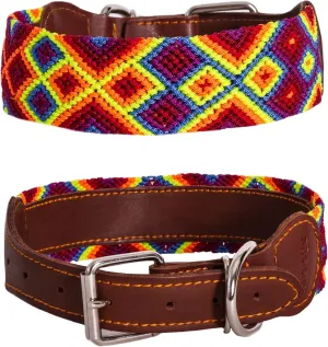 Moots Root Handmade Pet Collar, Nylon and Leather, Adjustable for Small Dogs, Reinforced Steel Buckle, Colorful and Durable Design, Comfortable and Easy to Clean.