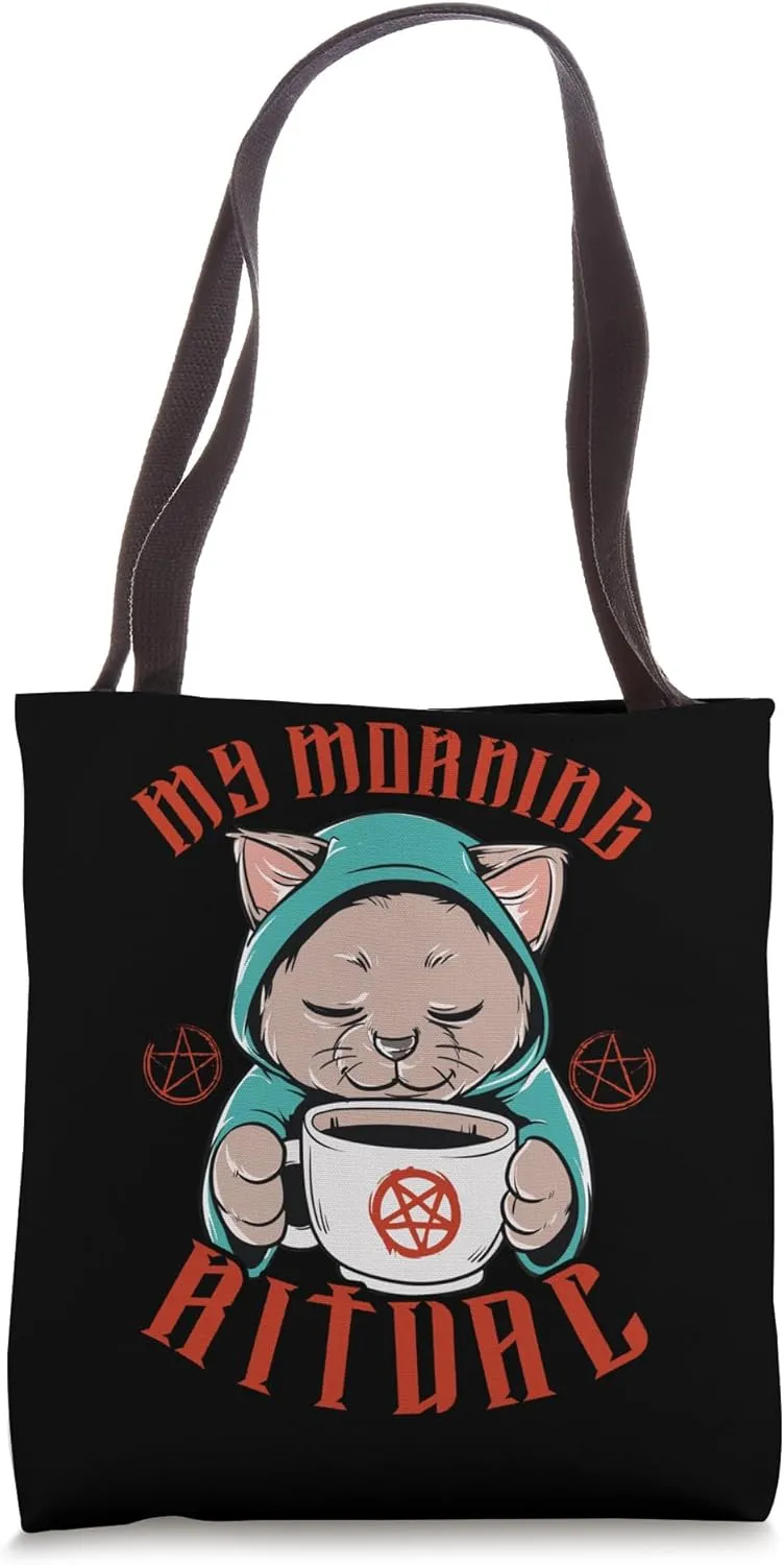 Morning Ritual Satanic Coffee Drinker Tote Bag