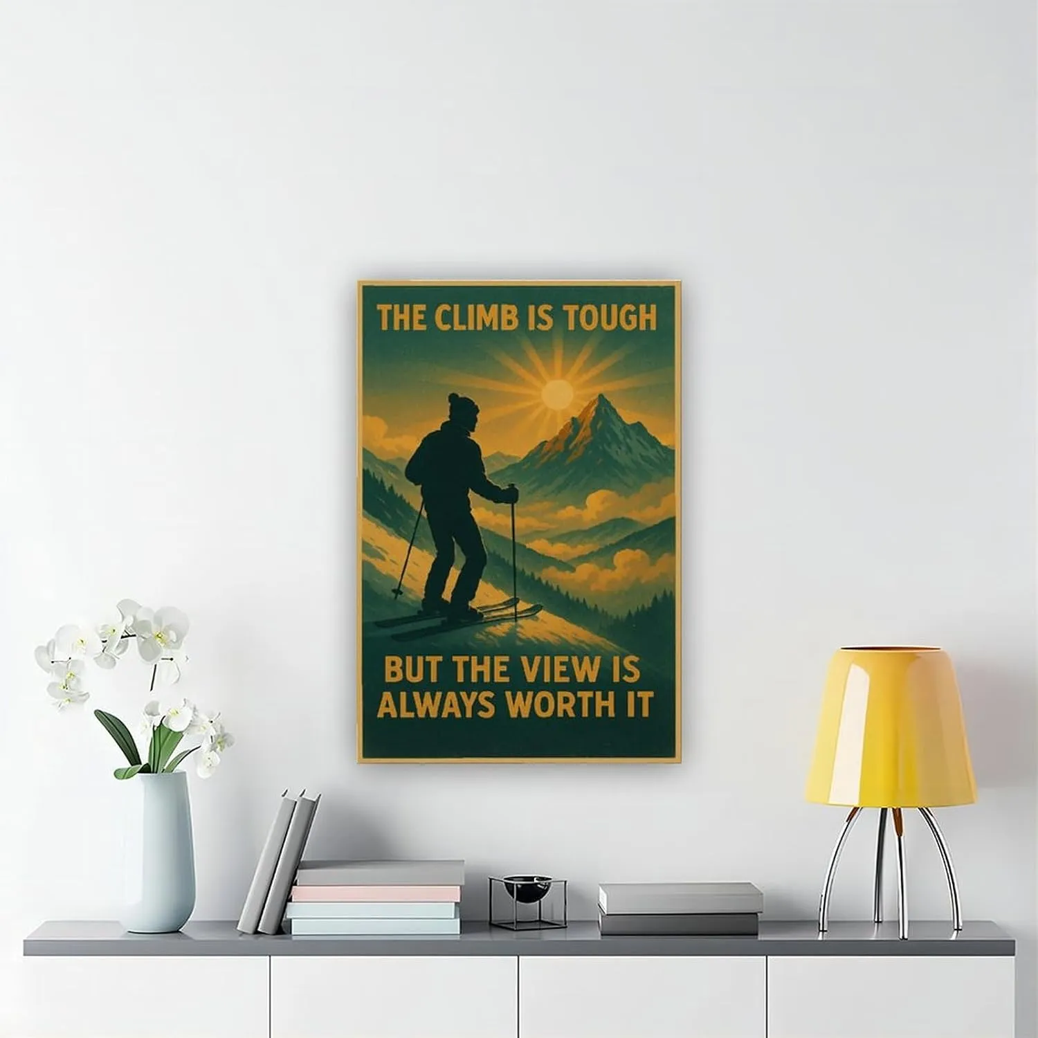 Mountain Skiing, Winter Sports And Outdoor Adventure Equipment Poster Print for Teen Boys Room Wall Art Canvas Painting Print 16x24inch(40x60cm)
