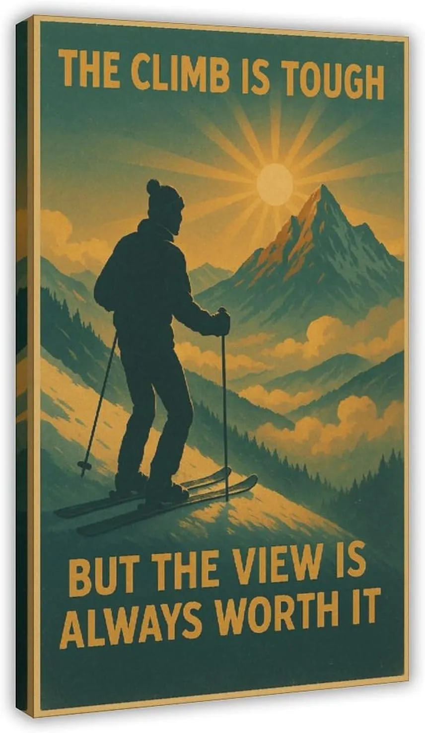 Mountain Skiing, Winter Sports And Outdoor Adventure Equipment Poster Print for Teen Boys Room Wall Art Canvas Painting Print 16x24inch(40x60cm)