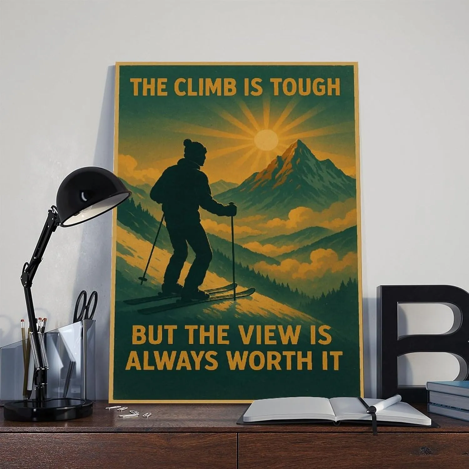 Mountain Skiing, Winter Sports And Outdoor Adventure Equipment Poster Print for Teen Boys Room Wall Art Canvas Painting Print 16x24inch(40x60cm)