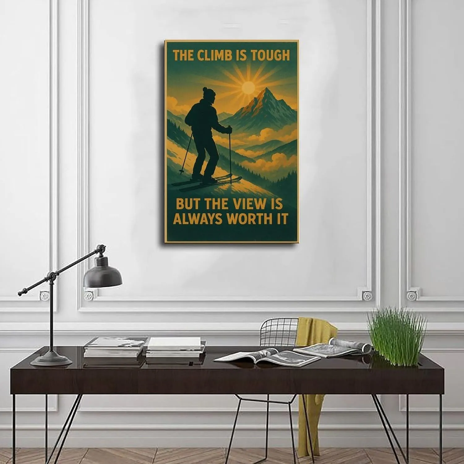 Mountain Skiing, Winter Sports And Outdoor Adventure Equipment Poster Print for Teen Boys Room Wall Art Canvas Painting Print 16x24inch(40x60cm)