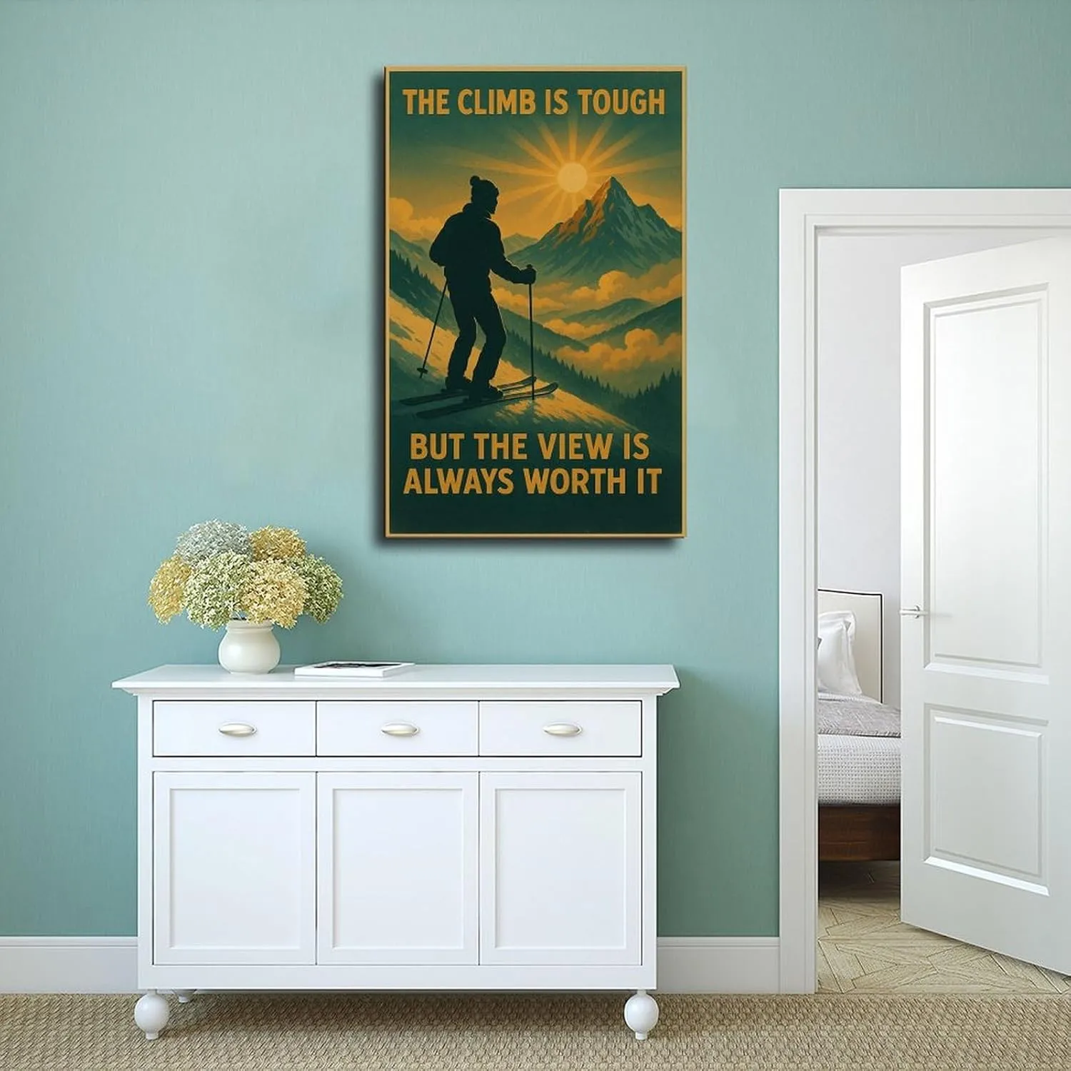 Mountain Skiing, Winter Sports And Outdoor Adventure Equipment Poster Print for Teen Boys Room Wall Art Canvas Painting Print 16x24inch(40x60cm)