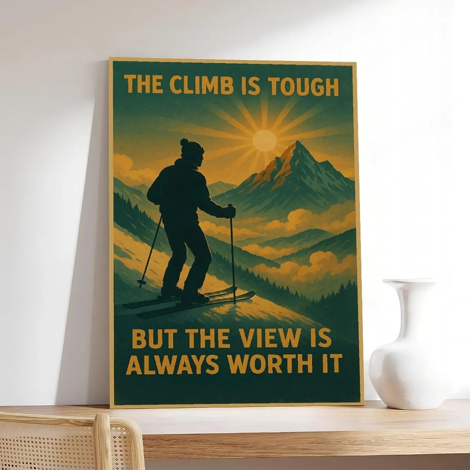 Mountain Skiing, Winter Sports And Outdoor Adventure Equipment Poster Print for Teen Boys Room Wall Art Canvas Painting Print 16x24inch(40x60cm)
