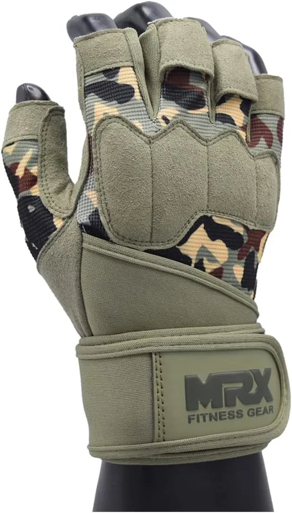 MRX Weightlifting Gloves for Men Workout Gloves Mens Wrist Support Lifting Gloves Male Gym Gloves | Workout Gym Accessories for Men Weight Lifting Fingerless Gym Exercise for Powerlifting