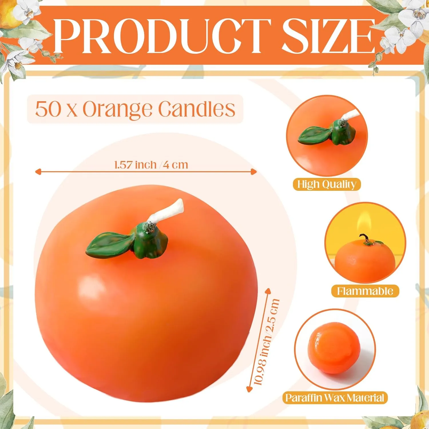 Mtlee 50 Sets Little Cute Baby Shower Candles Favors for Guests 50 Cutie Baby Candles a Little Cutie is on The Way Shower Card and Bags for Gender Reveal Gifts(Orange)