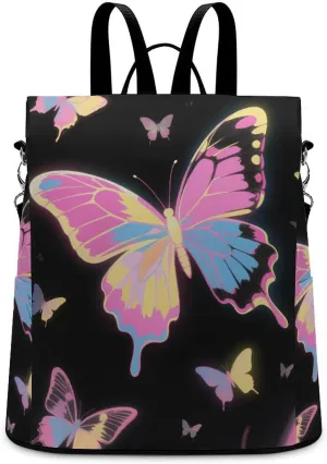 Multipurpose Daypacks Black Pink Butterfly Backpack Purse for Women Anti Theft Fashion Back Pack Bag Gift