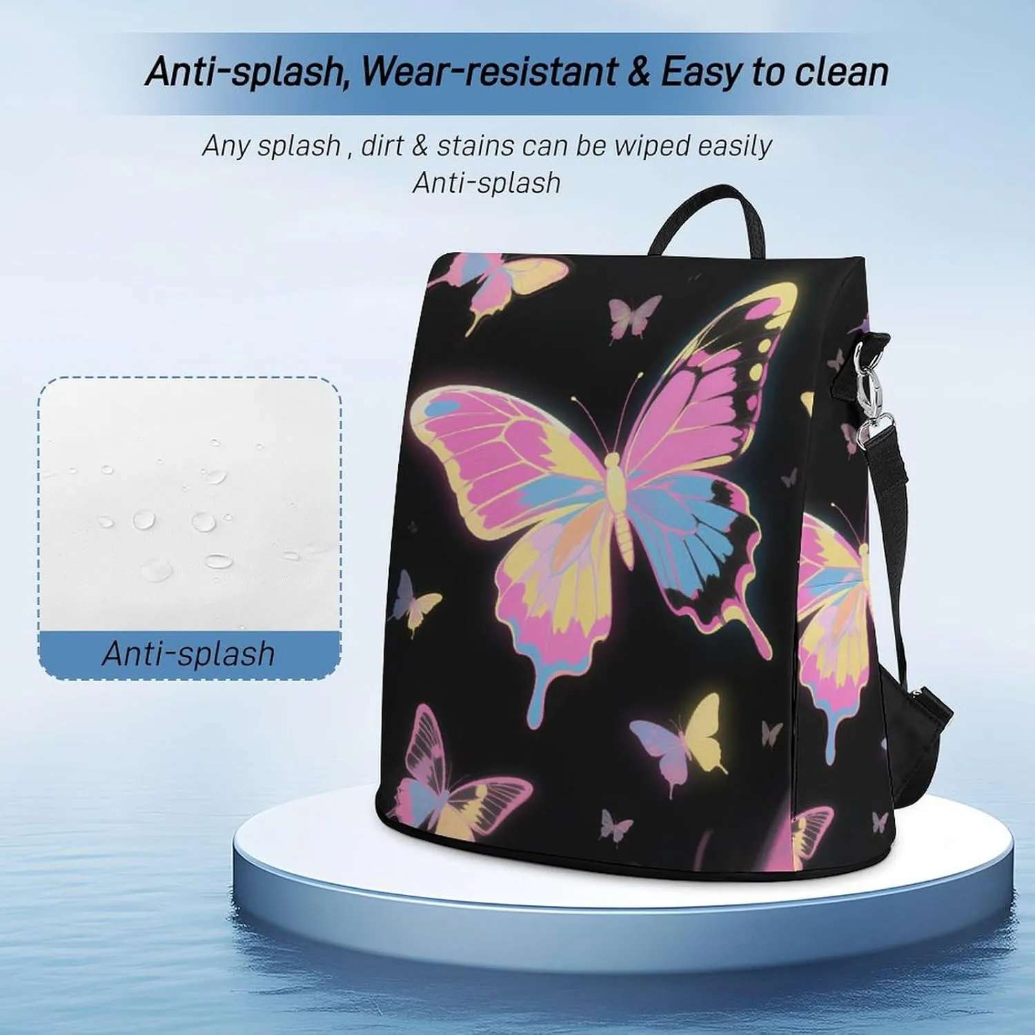 Multipurpose Daypacks Black Pink Butterfly Backpack Purse for Women Anti Theft Fashion Back Pack Bag Gift