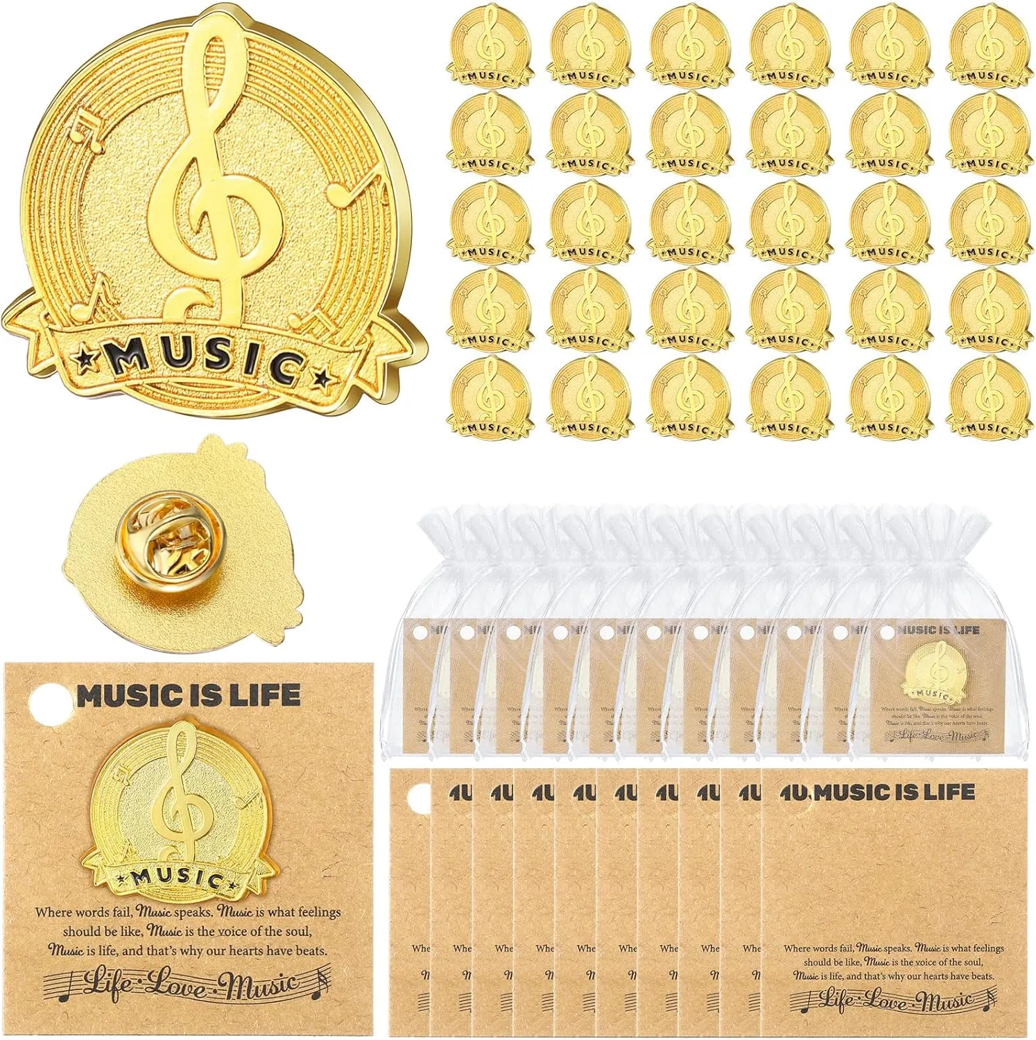 Music Note Lapel Pins Musical Note Band Award Pins Gifts Cards Bulk for Musician Music Lover Teacher Graduation Gifts for Students