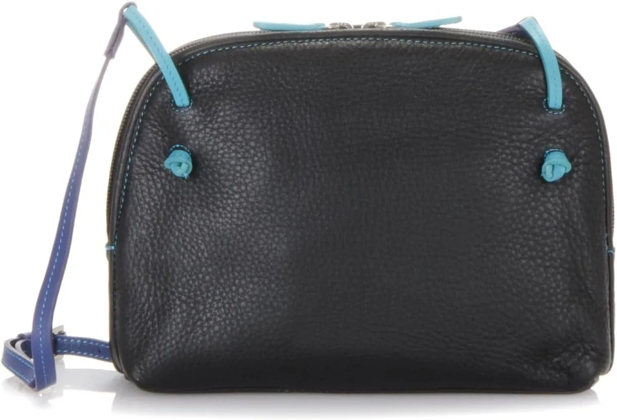 mywalit Rio Small Zip Top Handbag with Double-Flap Wallet Leather Purse in Black Pace