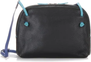 mywalit Rio Small Zip Top Handbag with Double-Flap Wallet Leather Purse in Black Pace