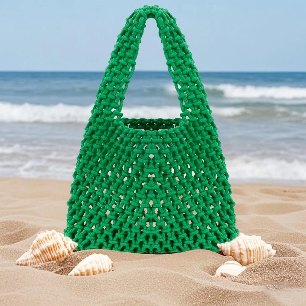 Naimo Straw Beach Bag Large Woven Rattan Shoulder Bag Fishing Net Handbag Cotton Rope Tote Summer Crochet Hobo Bag