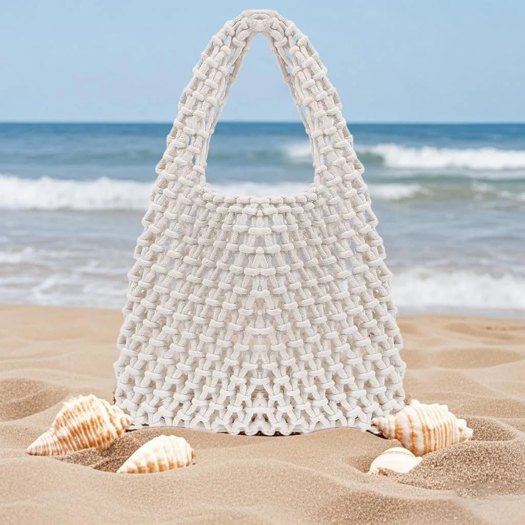 Naimo Straw Beach Bag Large Woven Rattan Shoulder Bag Fishing Net Handbag Cotton Rope Tote Summer Crochet Hobo Bag