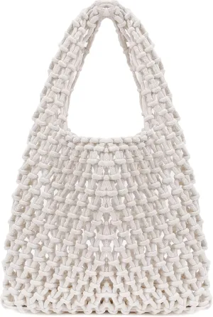 Naimo Straw Beach Bag Large Woven Rattan Shoulder Bag Fishing Net Handbag Cotton Rope Tote Summer Crochet Hobo Bag