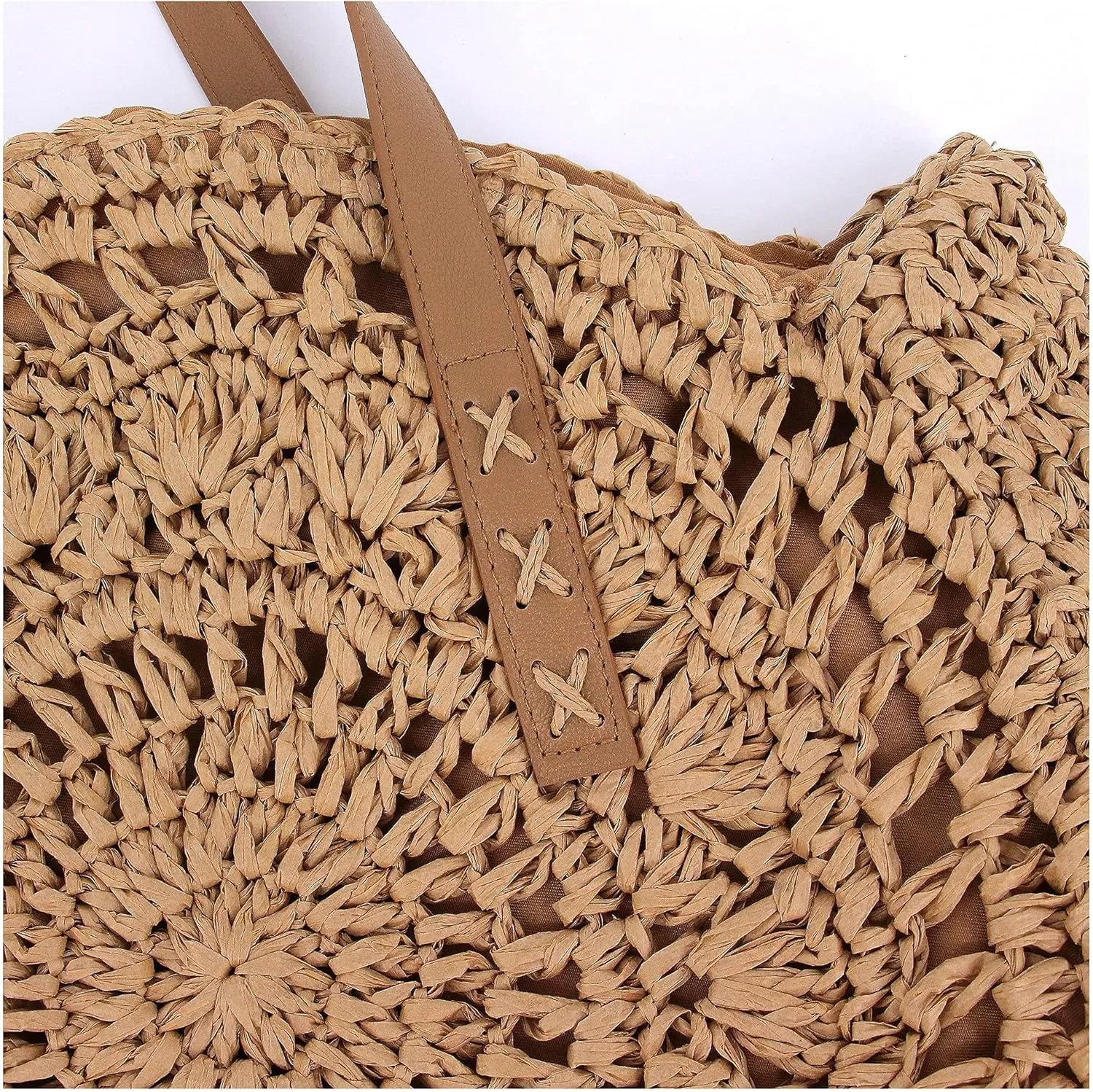 Naimo Women Straw Beach Shoulder Bag Woven Tote Handbag Large Handmade Weaving Summer Casual Hobo Bag