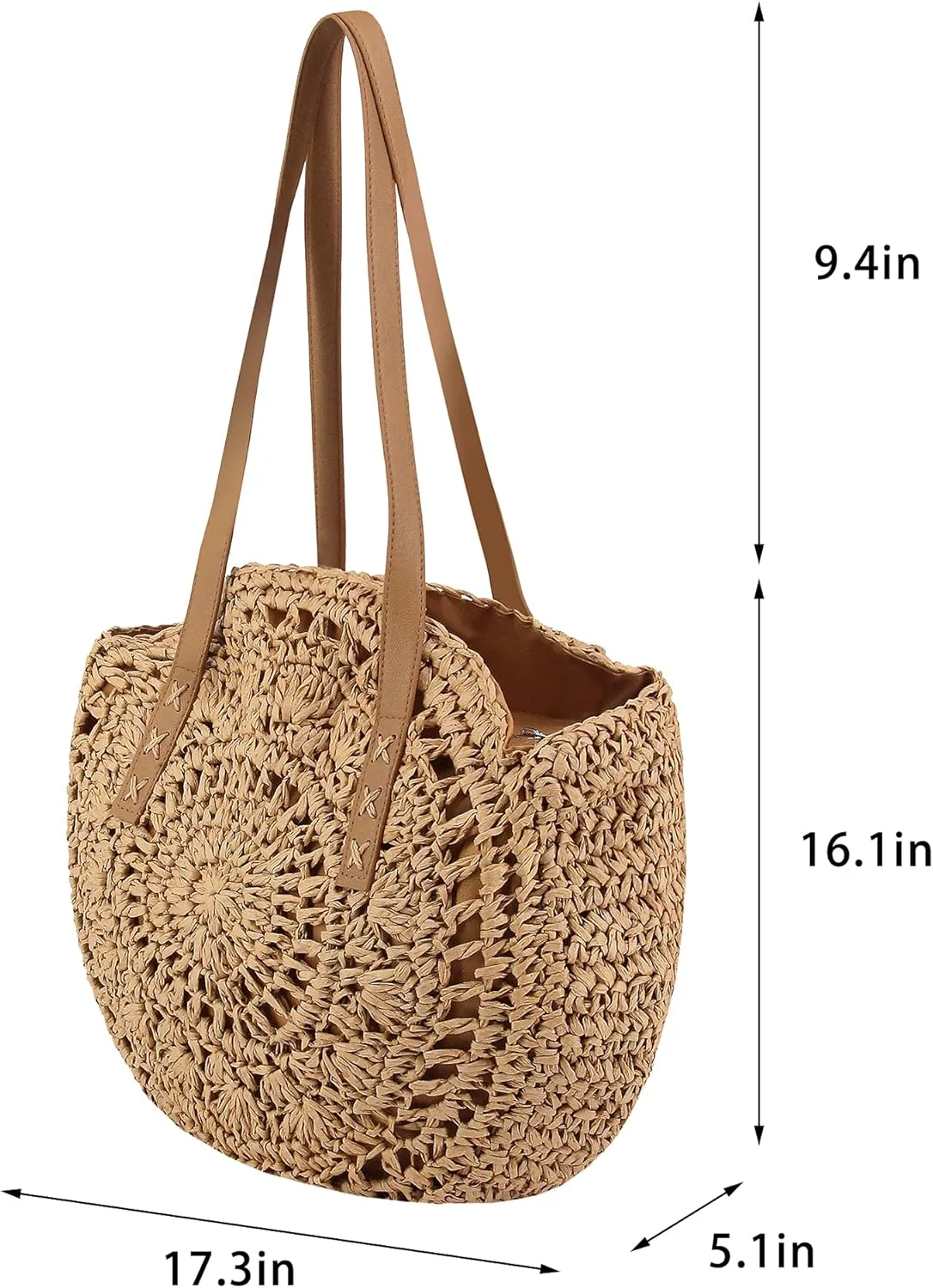 Naimo Women Straw Beach Shoulder Bag Woven Tote Handbag Large Handmade Weaving Summer Casual Hobo Bag