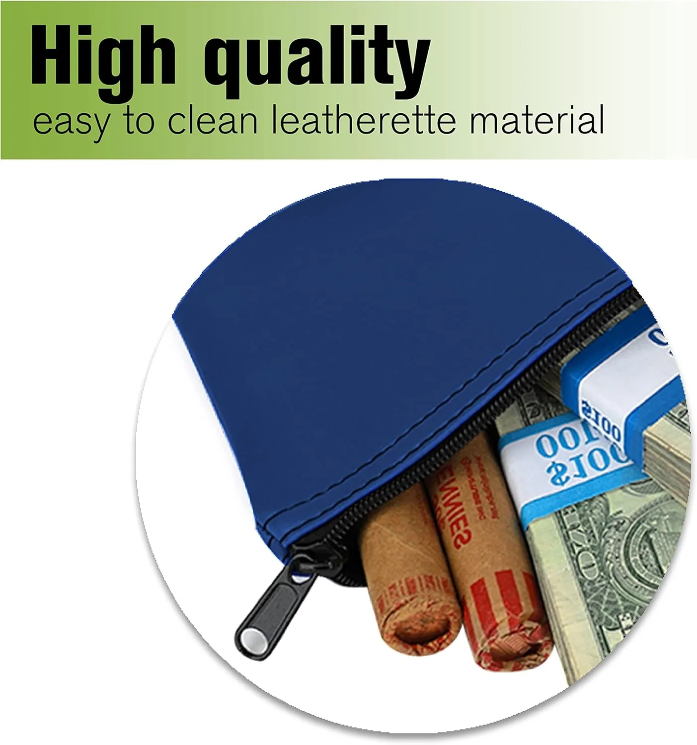 Navy Blue Expanded Vinyl Reusable Deposit Bag - 11W x 6H