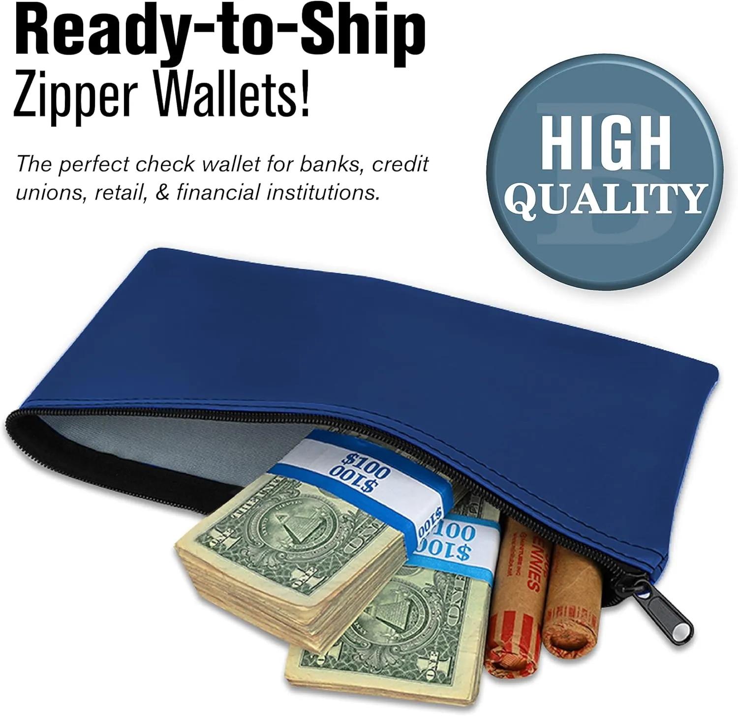 Navy Blue Expanded Vinyl Reusable Deposit Bag - 11W x 6H