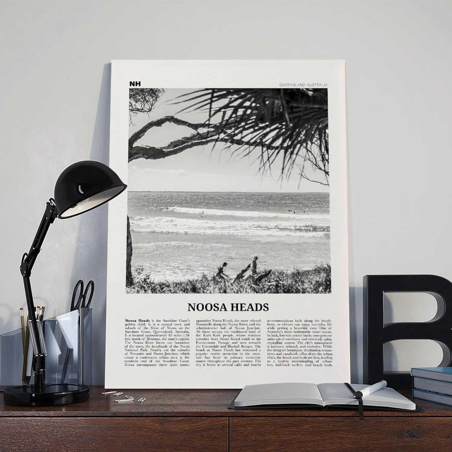 Noosa Heads Black And White Waves, Sunshine Coast, Queensland, Australia, Oceania Retro City Map Travel Landscape Canvas Art Poster And Wall Art Picture Print Modern Family Bedroom Decor Posters 24x36
