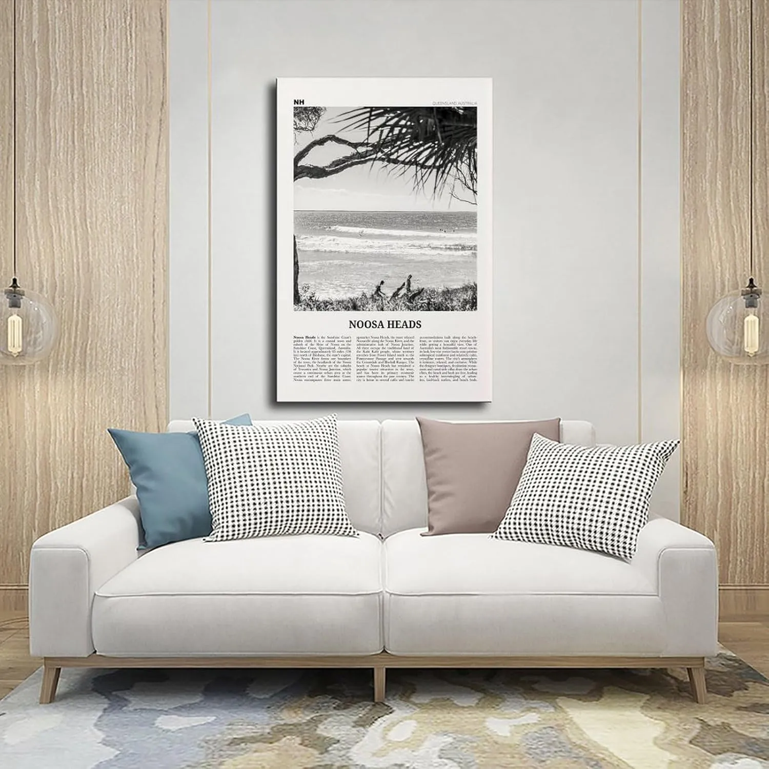 Noosa Heads Black And White Waves, Sunshine Coast, Queensland, Australia, Oceania Retro City Map Travel Landscape Canvas Art Poster And Wall Art Picture Print Modern Family Bedroom Decor Posters 24x36