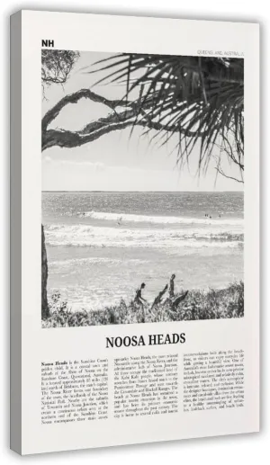 Noosa Heads Black And White Waves, Sunshine Coast, Queensland, Australia, Oceania Retro City Map Travel Landscape Canvas Art Poster And Wall Art Picture Print Modern Family Bedroom Decor Posters 24x36