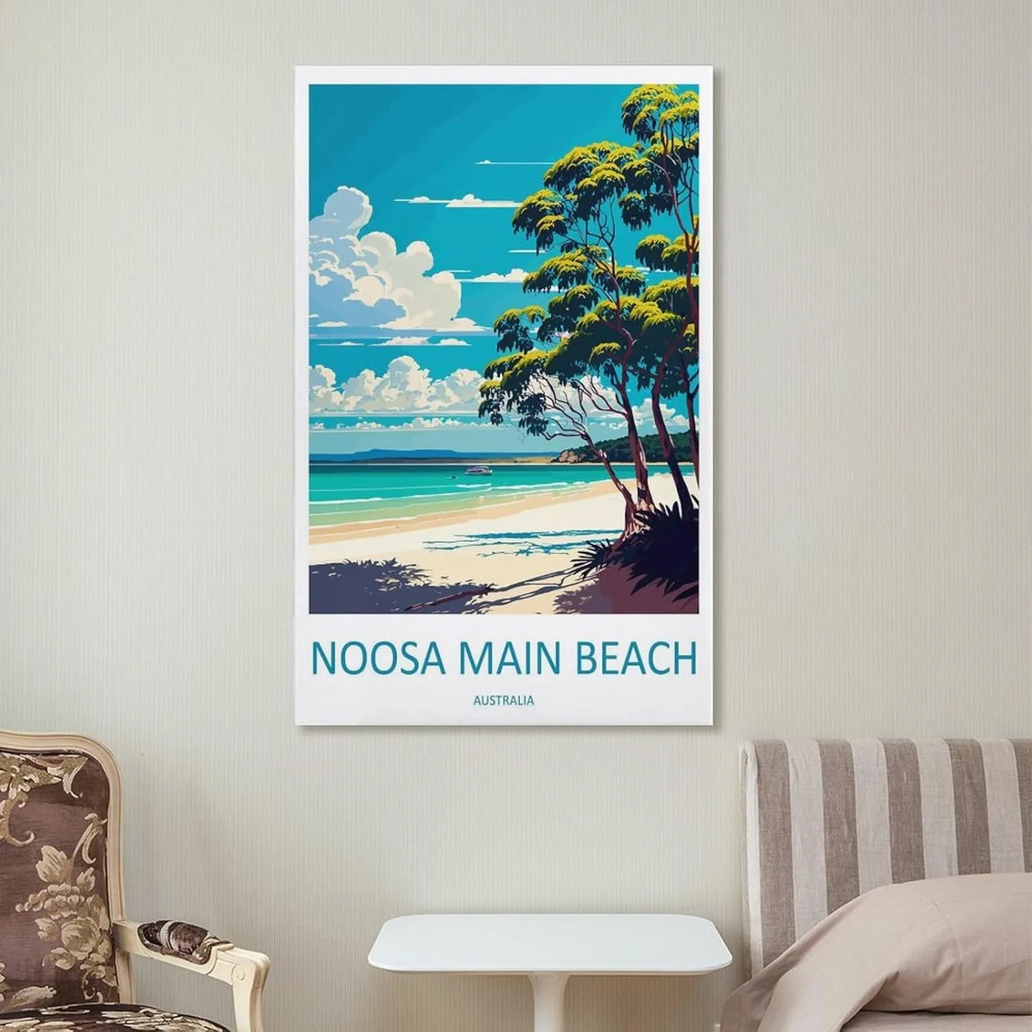 Noosa Main Beach Travel Print Noosa Main Beach Décor Noosa Main Beach Australia Travel Canvas Poster Wall Art Decor Print Picture Paintings for Living Room Bedroom Decoration Frame 24x36inch(60x90cm)