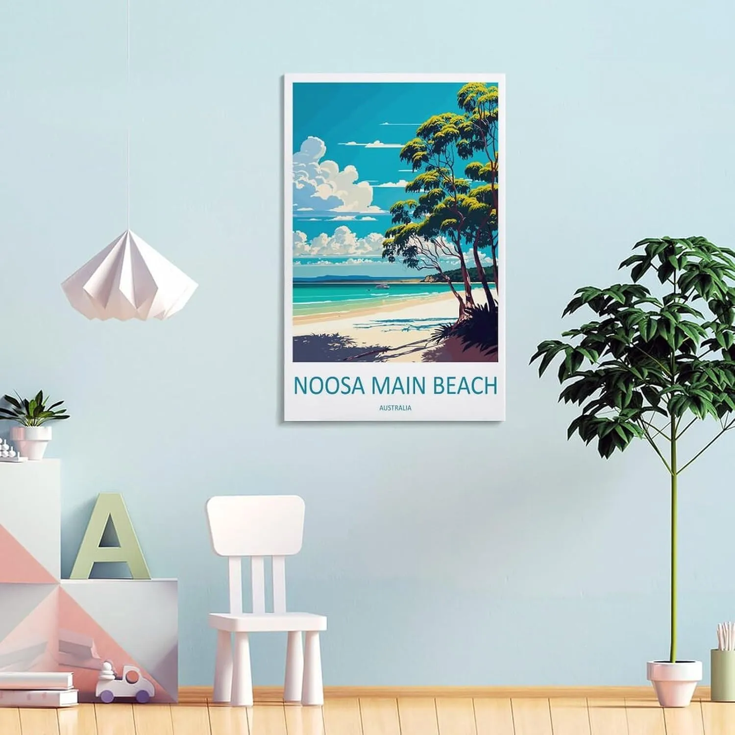 Noosa Main Beach Travel Print Noosa Main Beach Décor Noosa Main Beach Australia Travel Canvas Poster Wall Art Decor Print Picture Paintings for Living Room Bedroom Decoration Frame 24x36inch(60x90cm)