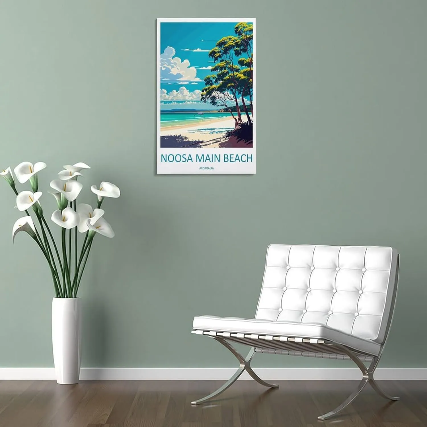 Noosa Main Beach Travel Print Noosa Main Beach Décor Noosa Main Beach Australia Travel Canvas Poster Wall Art Decor Print Picture Paintings for Living Room Bedroom Decoration Frame 24x36inch(60x90cm)