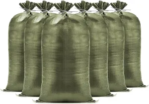 (Not Made in China) Heavy Duty Sand Bags for Flooding, Empty W/Tie Strings, UV Protection for 1600 Hours, Flood Water Barrier Sandbags,14in x 26in, Sandbag for Weight, 50lb Capacity (50 Bags)