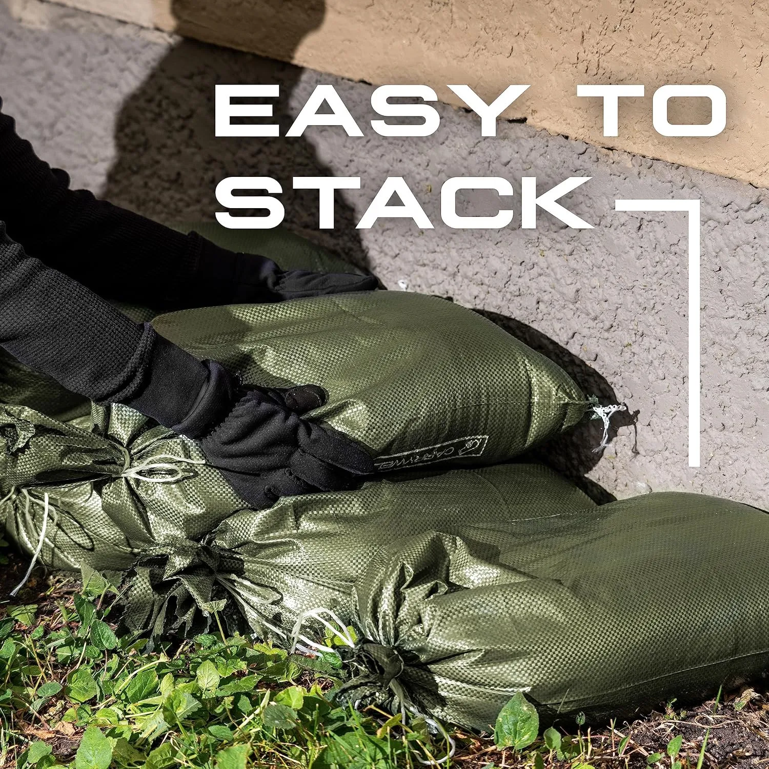 (Not Made in China) Heavy Duty Sand Bags for Flooding, Empty W/Tie Strings, UV Protection for 1600 Hours, Flood Water Barrier Sandbags,14in x 26in, Sandbag for Weight, 50lb Capacity (50 Bags)