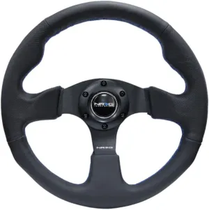 NRG Innovations NRG-RST-012R-BL Reinforced Steering Wheel - Leather Wrap Steering Wheel 320mm with Blue Stitch, Thumb Grip 3 Spoke Style