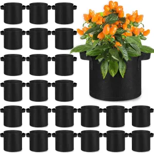 Nuanchu 24 Packs 2 Gallon Grow Bags Bulk Aeration Fabric Pot with Handles Thickened Nonwoven Garden Bags to Healthy Root Growth Vegetables Heavy Duty Grow Pots Planting Bag Planter for Flower Fruits
