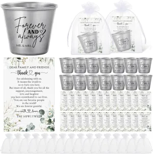 Nuogo 25 Sets Wedding Favors for Guests Bulk 25 Stainless Steel Shot Glasses Forever and Always Shot Glasses 25 Thank You Cards with Organza Bags for Guest Wedding Newlywed Bridal Shower Gifts