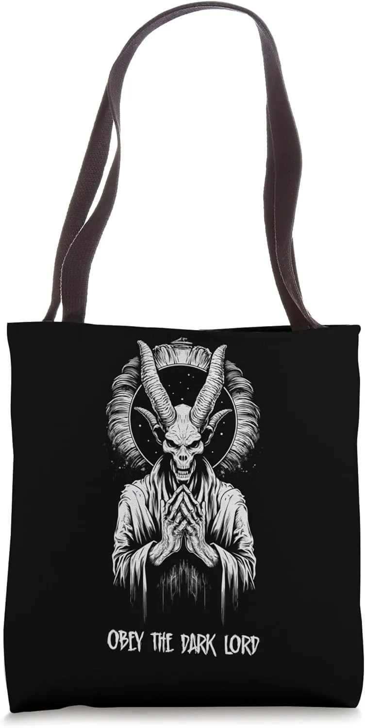 Obey the dark lord 666 Blackcraft Baphomet Tote Bag