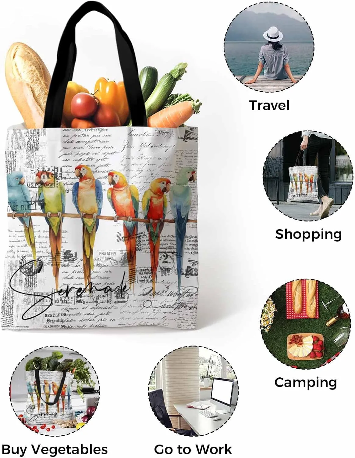 Ocean Canvas Tote Bag Beach Sea Coral Starfish Sage Green Shoulder Bag Casual Bag with Inner Pocket for Shopping Grocery Work