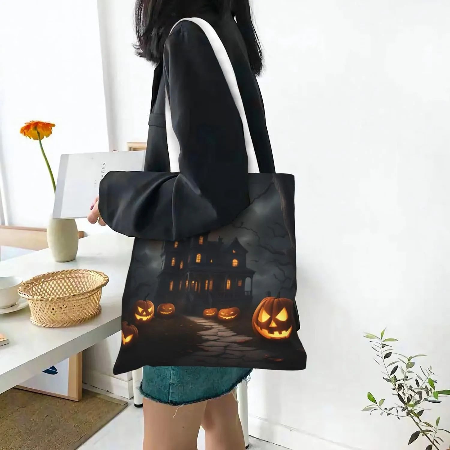 Ocean Sailboat Canvas Tote Bags For Women Handbag Tote Purse,Canvas Crossbody Bag For Office, Travel, School