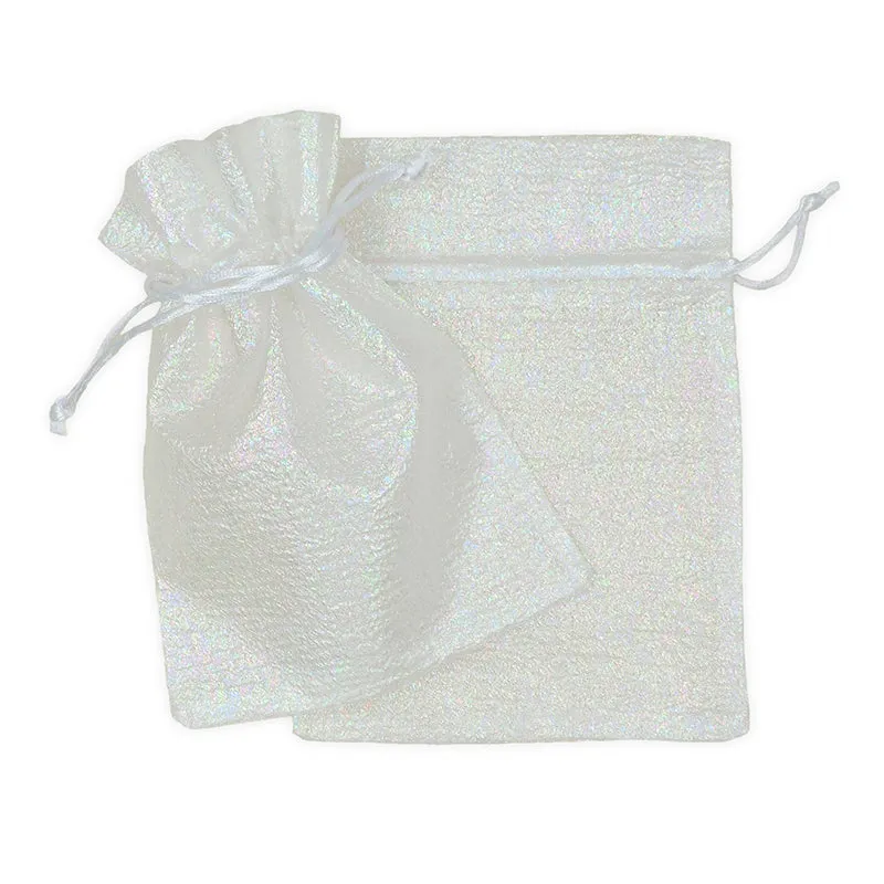 ORGANZA BAG 17X12CM IRIDESCENT WHITE 3PC