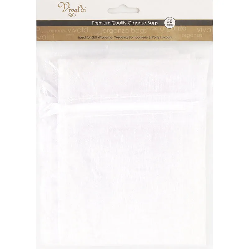 ORGANZA BAG MINI 10 X 7.5CM WHITE 50PC