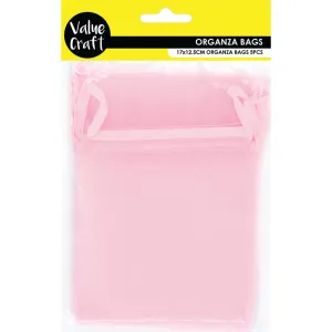 ORGANZA SMALL 17CM X 12.5CM B PINK 5 PC