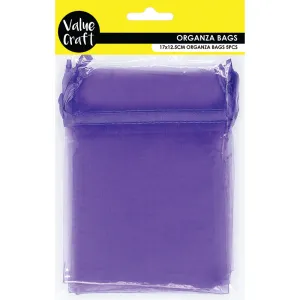ORGANZA SMALL 17CM X 12.5CM PURPLE 5PC