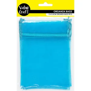 ORGANZA SMALL 17CMX12.5CM TURQUOISE 5PC