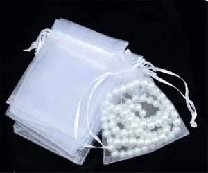 Organza Wedding Party Favor Bags- Package of 100 (5"x7", White)